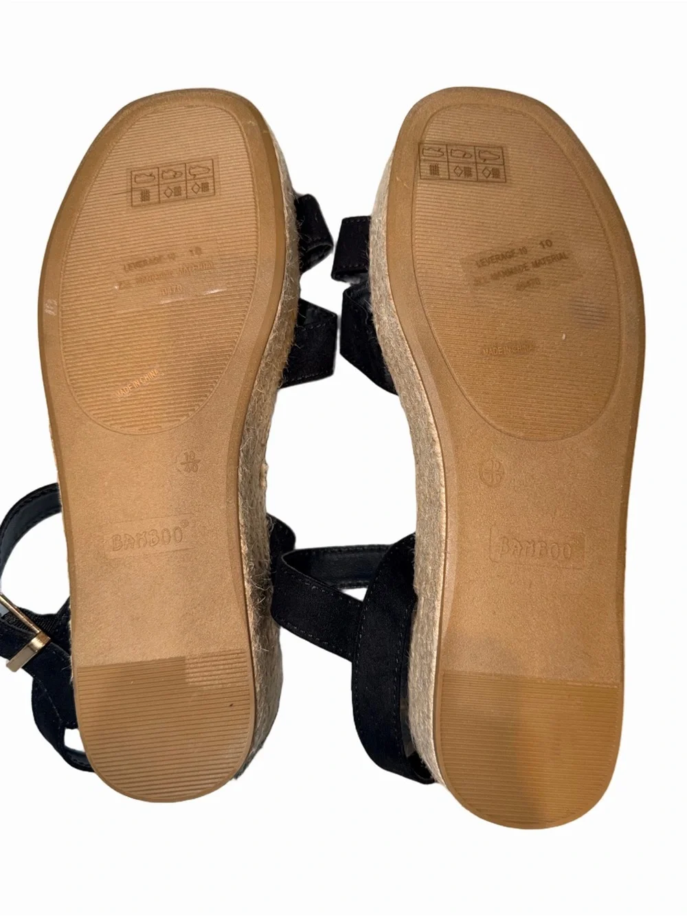 Bamboo Black Espadrille Platform Sandals – Women’s Size 10